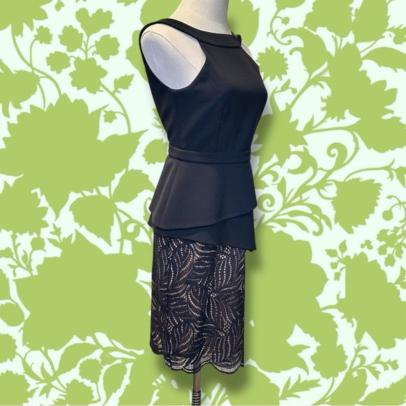 NWT BCBGMaxAzria ‘Reya’ Black & Nude Lace Peplum Detail Open Back Dress Size 2 - Picture 15 of 16